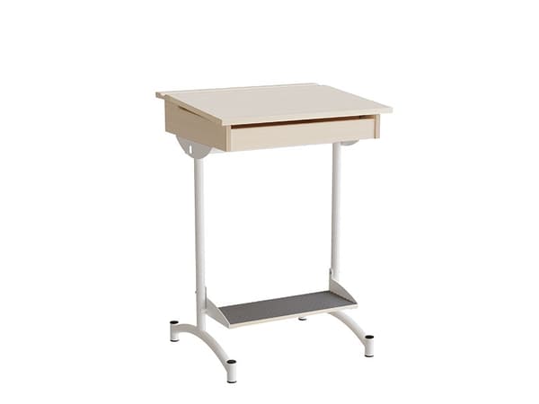 Studentbord 129, ljudabsorberande björklaminat, vit ram