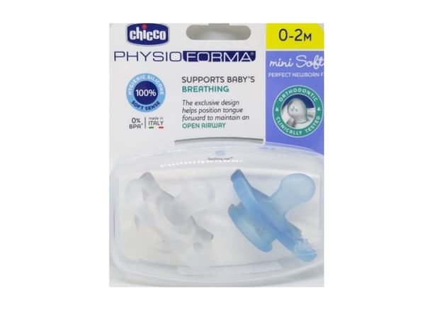 Chicco 7322121-PHYSIO MINI MYK SILIKON smokk 0-2 M 2 STK GUT