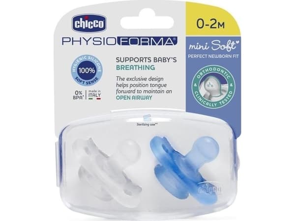 Chicco 7322121-PHYSIO MINI MYK SILIKON smokk 0-2 M 2 STK GUT