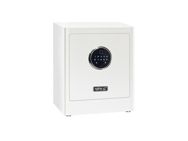 BASI mySafe Premium 350, Vapaasti seisova kassakaappi, Valkoinen, Elektroninen, Koodi, Sormenjälkilukija, 1 hyllyä, Akku, AA