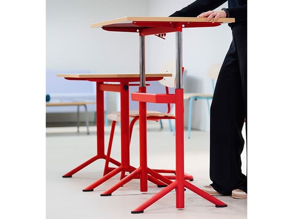 Elevbord Atlas 1132, 700x600mm, lyddæmpende eg højtrykslaminat, rødt stel