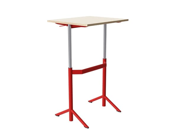 Elevbord Atlas 1132, 700x600mm, lyddæmpende eg højtrykslaminat, rødt stel