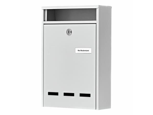 BURG-WÄCHTER Wismar 771 GRA, Veggmontert postkasse, Stål, Grå, Vertikal, Nøkkel, Front