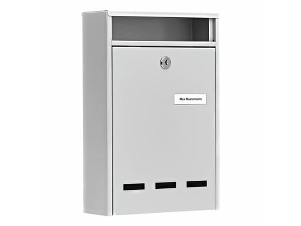 BURG-WÄCHTER Wismar 771 GRA, Veggmontert postkasse, Stål, Grå, Vertikal, Nøkkel, Front