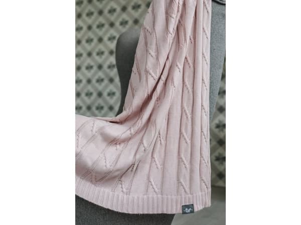 Pulp Soft bambusteppe med sølvioner, rosa farge, flettemønster