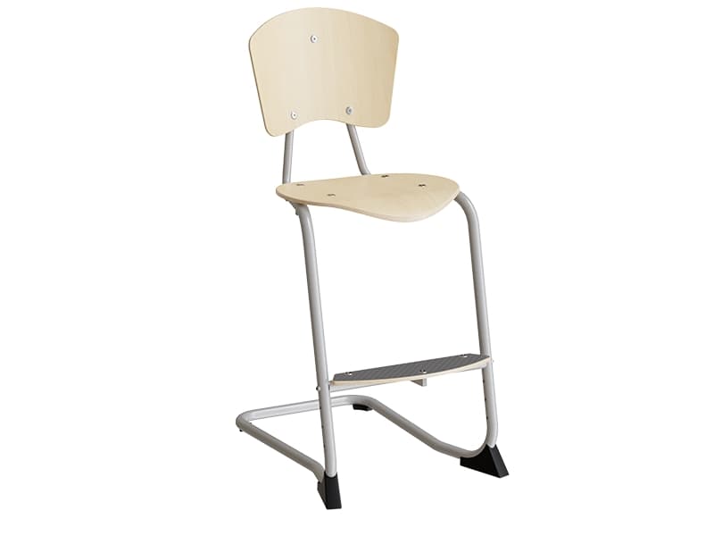 Stol Nian, 630 mm, Birk finér, alugrå ben