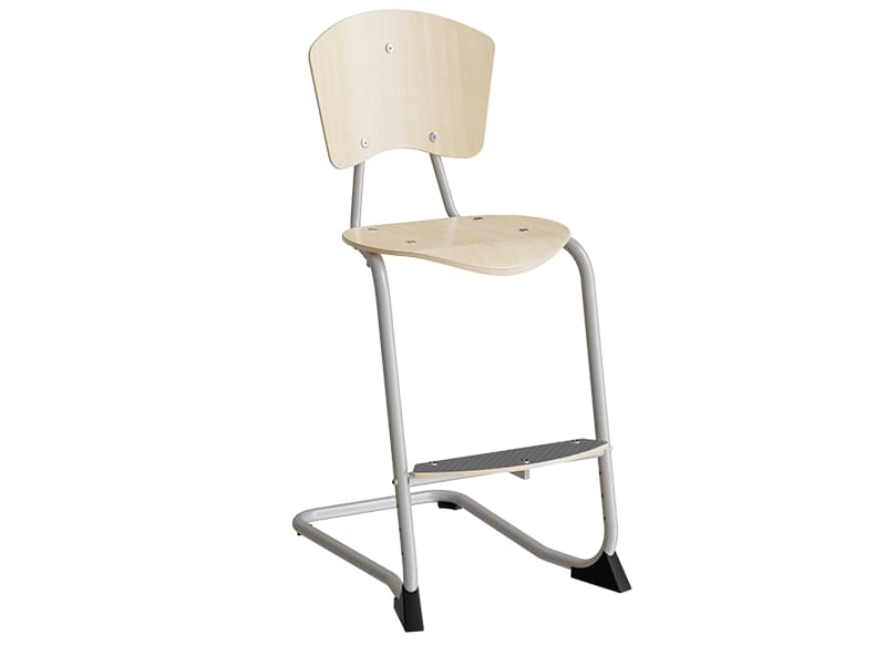 Stol Nian, 630 mm, Birk laminat, alugrå ben