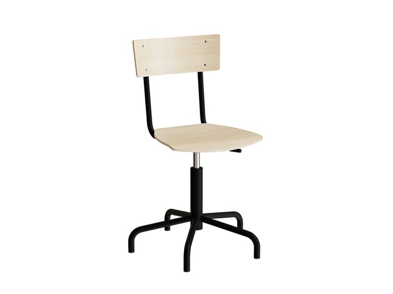 Stol Strong 113, björklaminat, svart ram och glidare