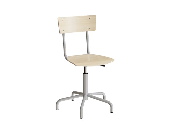 Stol Strong 113, birk laminat med alugråt stel og glidesko