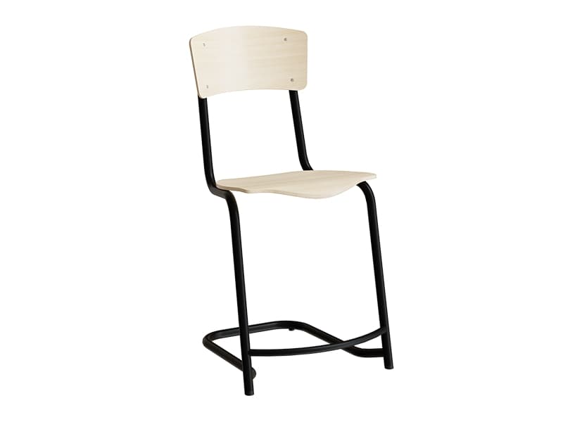 Stol Mia 196, björklaminat, svarta ben, höjd 620 mm