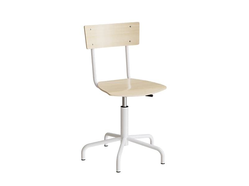 Stol Strong 113, björklaminat, vit ram och glidare