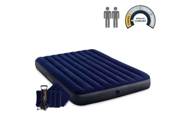 Intex Klassisk Downy Luftmadras og Håndpumpe 152x203x25 cm