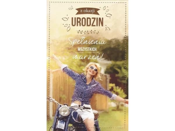 AB Card Bursdagskort - Gratulerer med dagen - kvinne på motorsykkel - P09