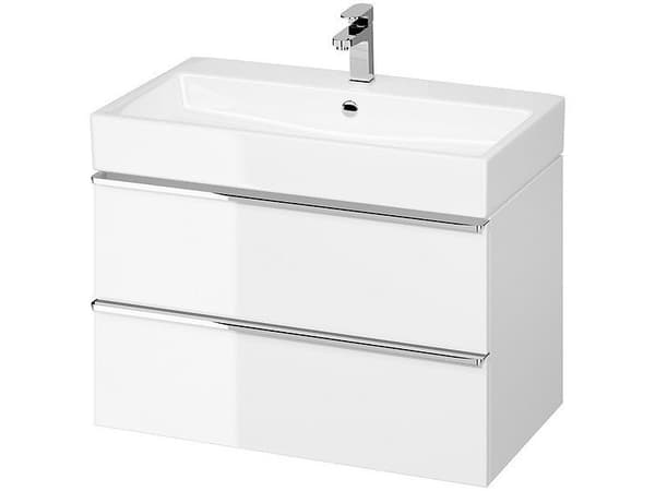 Cersanit S522-024 VIRGO 80 SERVANTSKAP, HVIT, KROM HÅNDTAK, SINK POLERT // CER.VIRGO-80-WHITE-UCH-CH