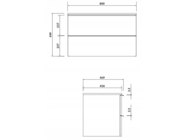 Cersanit S522-026 SKAP MED BORDPLATE VIRGO 80 HVIT KROM HÅNDTAK SAMLET // CER.VIRGO-TOP-80-WHITE-UCH-CH