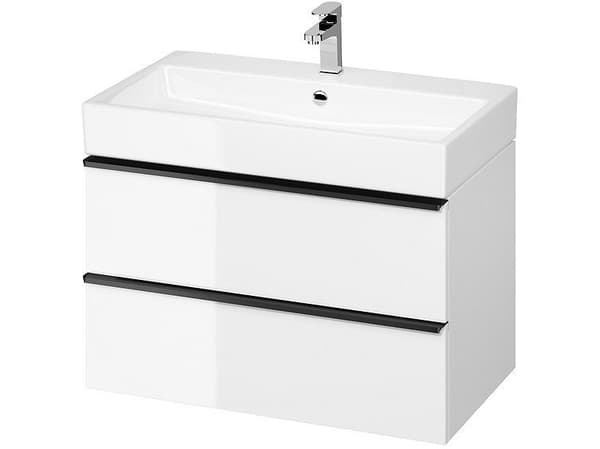 Cersanit S522-025 VIRGO 80 SERVANTSKAP, HVIT, SORT HÅNDTAK, MONTERT // CER.VIRGO-80-WHITE-EAR-BLACK