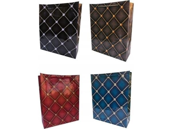 JU-PITER Laminerad presentpåse, quiltad rutig 027A 32x40x10cm p12, pris per 1 st