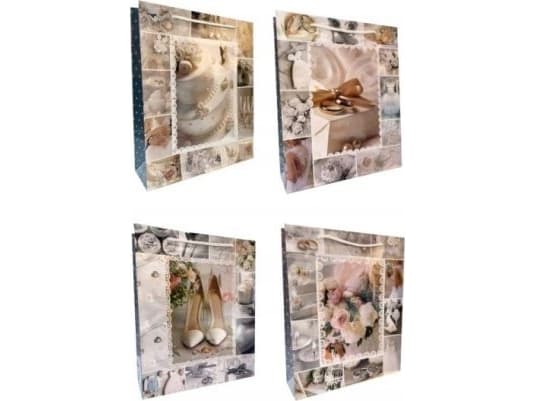 JU-PITER Bröllop laminerad presentpåse 128g 003S 18x24x7cm p12, pris per 1st