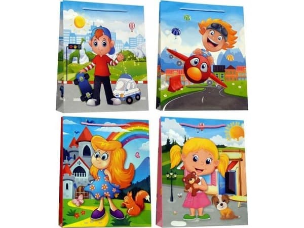 JU-PITER Laminerad presentpåse för barn 128g 007M 28x34x9cm p12, pris per 1st