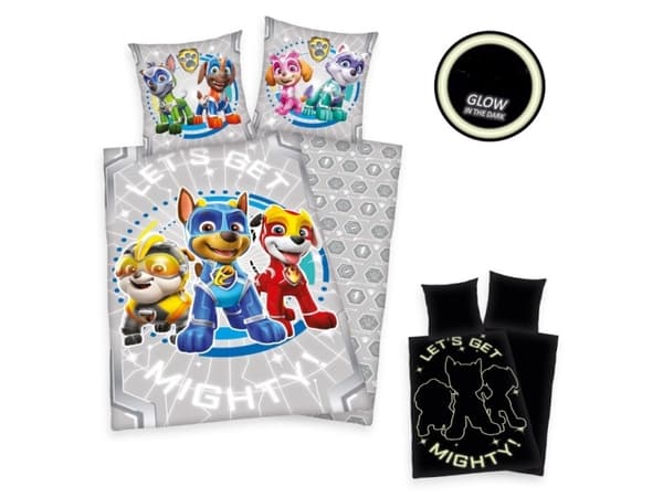 Paw Patrol pimeässä hohtavat vuodevaatteet - 100 prosenttia puuvillaa