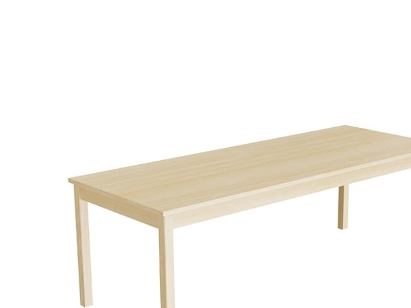 Bord Lovis 601, 1800x700 mm Höjd 720 mm med ljudabsorberande vit laminat, ram av björk