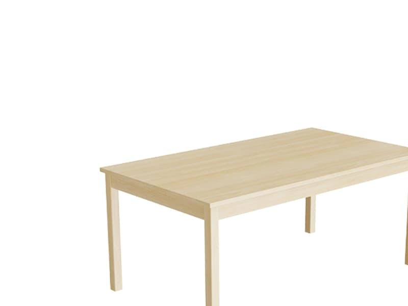 Bord Lovis 601, 1400x800 mm Höjd 720 mm med vit laminat, ram i björk