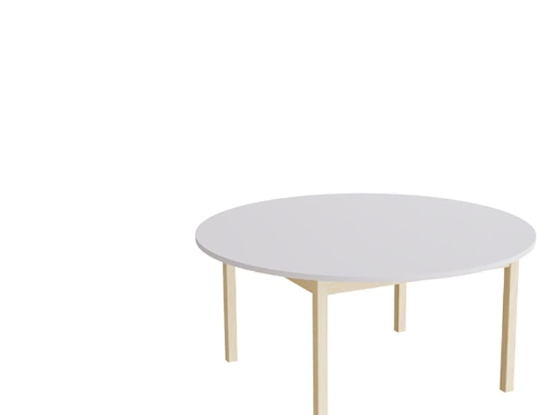 Bord Lovis 604, Ø1200 mm, höjd 550 mm, grå laminat på ram av björk