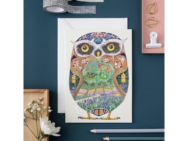 DM Collection Pass A129 B6 + envelope Owl in the forest