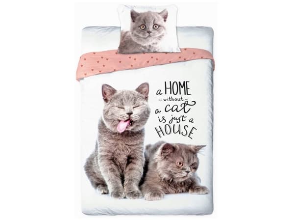Vuodevaatteet nuorille 015 BEST FRIENDS CATS setti 140x200cm + tyyny 70x90cm