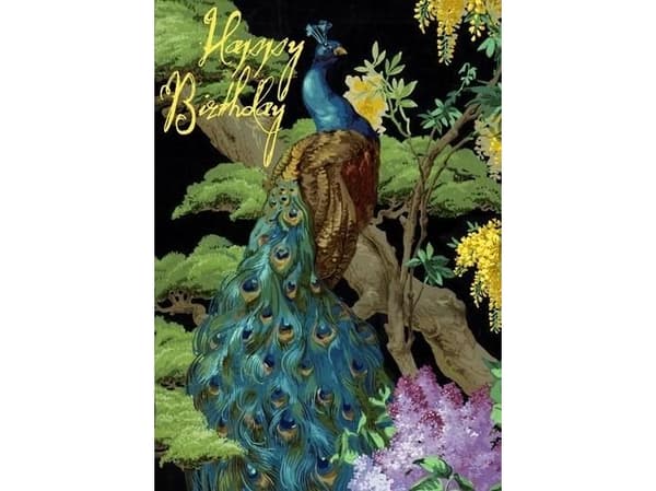 Madame Treacle B6-carnet med kuvert Birthday Peacock