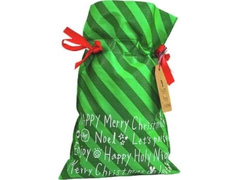 PAKADO Merry Christmas bag - green stripes 20x30cm