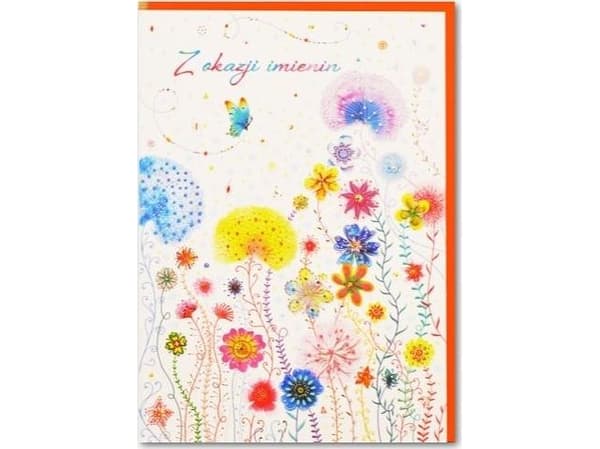 Trend B6 Navnedagskort, sølvblomster TS82