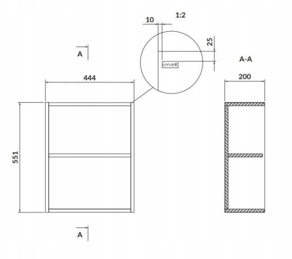 Cersanit S932-093 SIDE ÅPEN NEDRE MODUL LARGA 20 WHITE // CES.LARGA-MODUŁ-SIDE-20-BI-DOWN