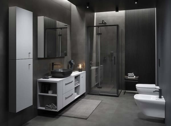 Cersanit S932-013 WARDROBE MODULE BOTTOM WITH DOORS LARGA 40 GRAY // CES.LARGA-MODULE-40-SZ-DOORS