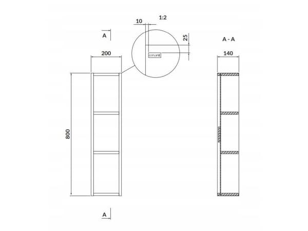 Cersanit S932-079 GARDEROBE MODUL ÅPEN TOPP LARGA 20 HVIT // CES.LARGA-MODUL-20-BI-OPEN-TOP