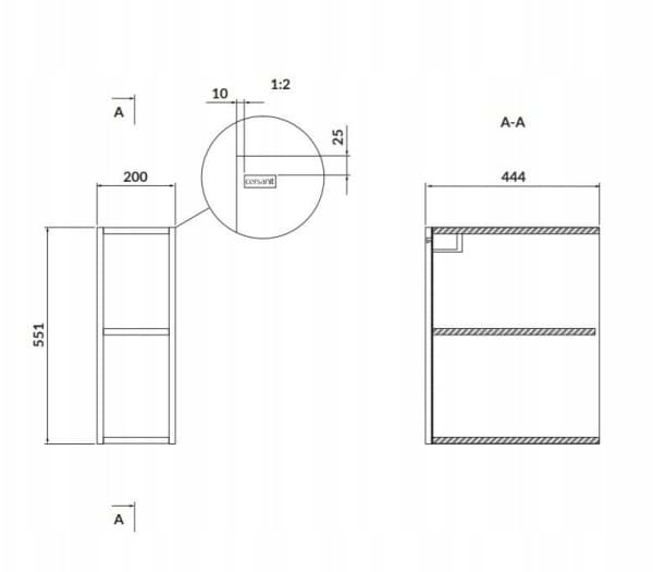 Cersanit S932-089 GARDEROBE MODUL ÅPEN BUND LARGA 20 GRÅ// CES.LARGA-MODULE-20-SZ-ÅPEN-BUND