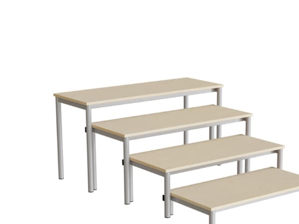 Bänk Idol, trappa 800, beige linoleum, aluminiumgrå ram, 4 sektioner