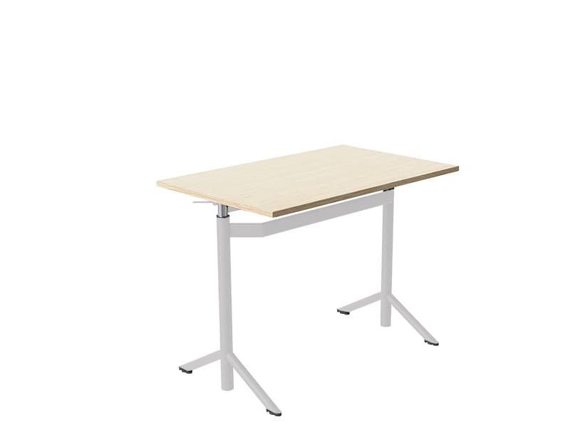 Lyft-/sänkbart bord studentbord Atlas 1132, 950x600 mm, mörkgrå linoleum, blå ram