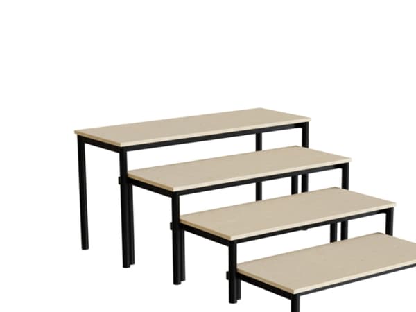 Bænk Idol, trappe 800, beige linoleum, sort stel, 4 sektioner