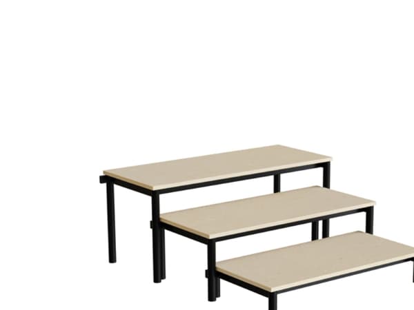 Bænk Idol, trappe 800, beige linoleum, sort stel, 3 sektioner