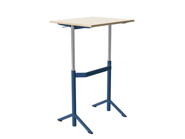 Lyftbord Atlas 1132, 700x600 mm, ljudabsorberande vitpigmenterad eklaminat, blå ram