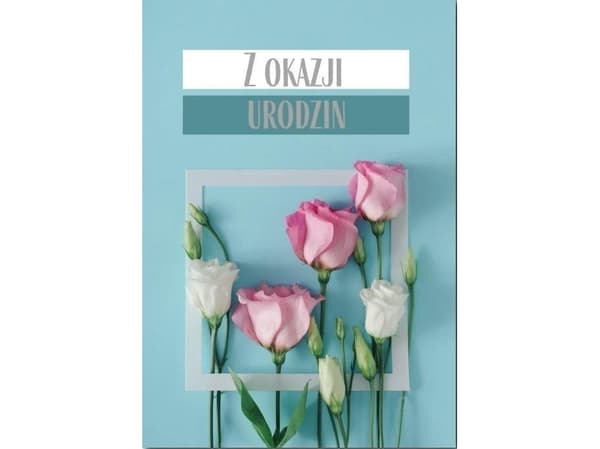 Trend B6 Födelsedagskort, eustoma blommor, silver TS98
