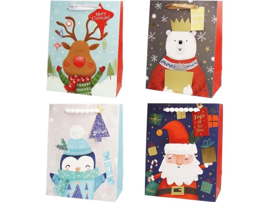 Incood Decorative Christmas bag 31x42cm penguin reindeer bear