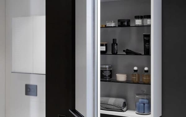 Cersanit S522-036 VIRGO 40 VEGGHENGT SKAP, HVIT, SORT HÅNDTAK, MONTERT // CER.VIRGO-WISZ-40-WHITE-EAR-CZ