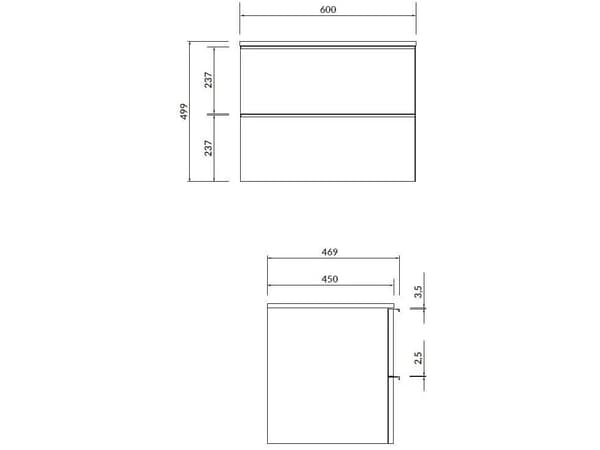 Cersanit S522-019 SKAP MED BORDPLATE VIRGO 60 HVIT SORT HÅNDTAK SAMLET // CER.VIRGO-TOP-60-WHITE-EAR-BLACK