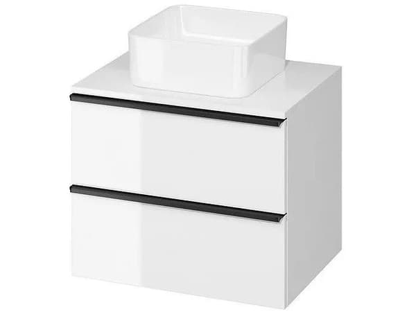 Cersanit S522-019 SKAP MED BORDPLATE VIRGO 60 HVIT SORT HÅNDTAK SAMLET // CER.VIRGO-TOP-60-WHITE-EAR-BLACK