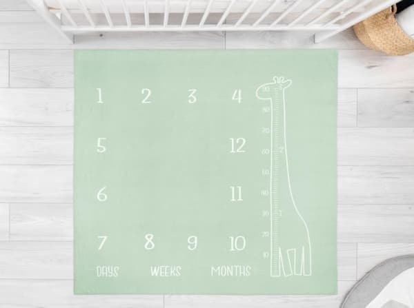 Sensillo MUSLIN KUVAMATTO GIRAFFE MINT 120x120