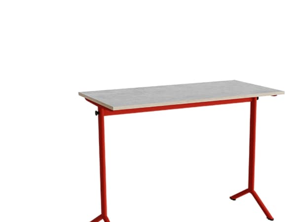 Bord Atlas 1130, 1200x600mm, lys grå linoleum, rødt stel
