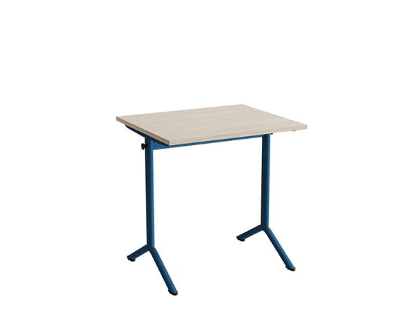 Bord Atlas 1130, 700x600 mm, ljudabsorberande vitpigmenteret eg, blå stativ