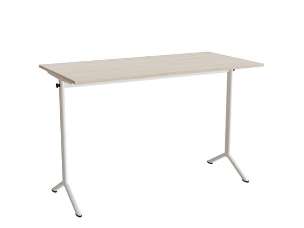 Bord Atlas 1130, 1400x700 mm, ljudabsorberande vitpigmenterad ek, vit ram